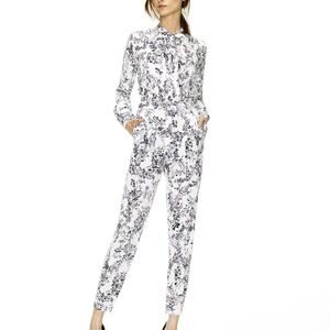 Marchesa Voyage Women 2 Resort 2015 Jumpsuit Floral Camo White Neck Tie FLAW